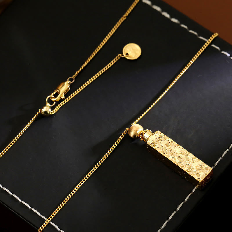 Nimara Ritual Rectangular Texture Design Copper Chain Luck Necklace Pendant