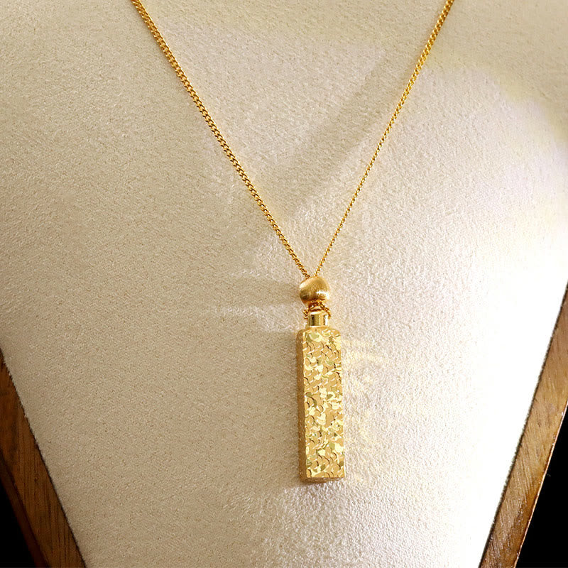 Nimara Ritual Rectangular Texture Design Copper Chain Luck Necklace Pendant