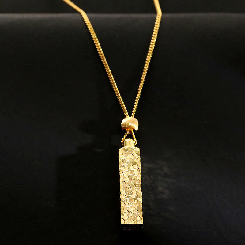 Nimara Ritual Rectangular Texture Design Copper Chain Luck Necklace Pendant