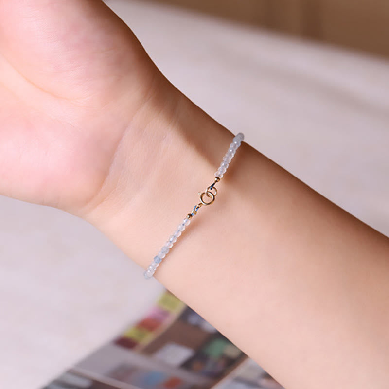 Nimara Ritual Natural Aquamarine Ultra-Fine 2mm Faceted Bead Peace Bracelet