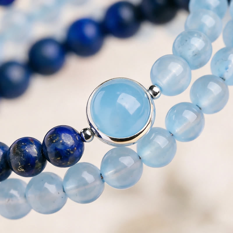 Nimara Ritual Natural Aquamarine Lapis Lazuli Healing Bracelet
