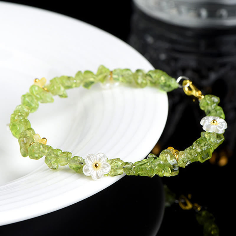 Nimara Ritual Natural Aquamarine Peridot Strawberry Quartz Various Crystals Serenity Bracelet