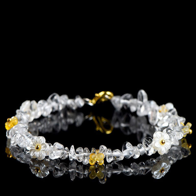 Nimara Ritual Natural Aquamarine Peridot Strawberry Quartz Various Crystals Serenity Bracelet