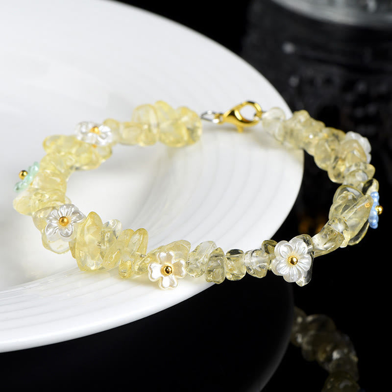 Nimara Ritual Natural Aquamarine Peridot Strawberry Quartz Various Crystals Serenity Bracelet