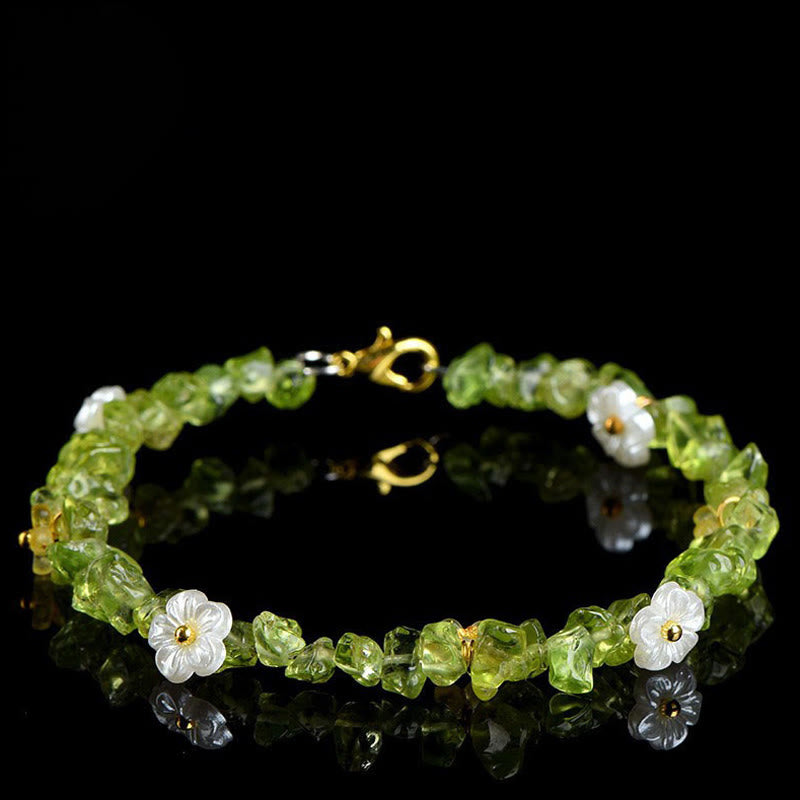 Nimara Ritual Natural Aquamarine Peridot Strawberry Quartz Various Crystals Serenity Bracelet