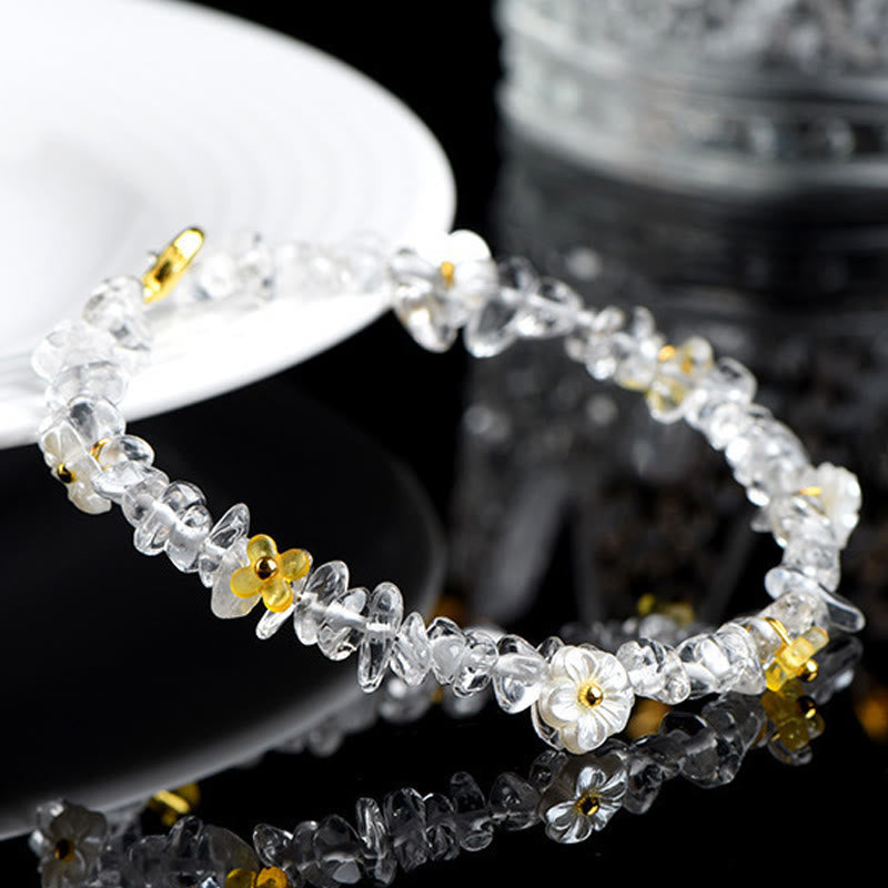 Nimara Ritual Natural Aquamarine Peridot Strawberry Quartz Various Crystals Serenity Bracelet
