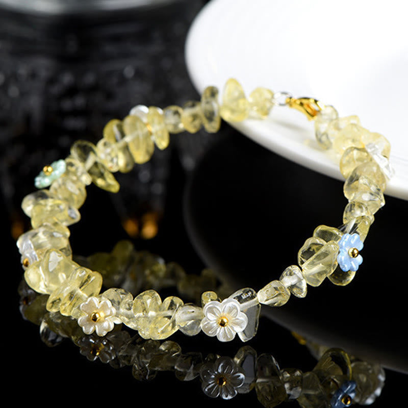 Nimara Ritual Natural Aquamarine Peridot Strawberry Quartz Various Crystals Serenity Bracelet