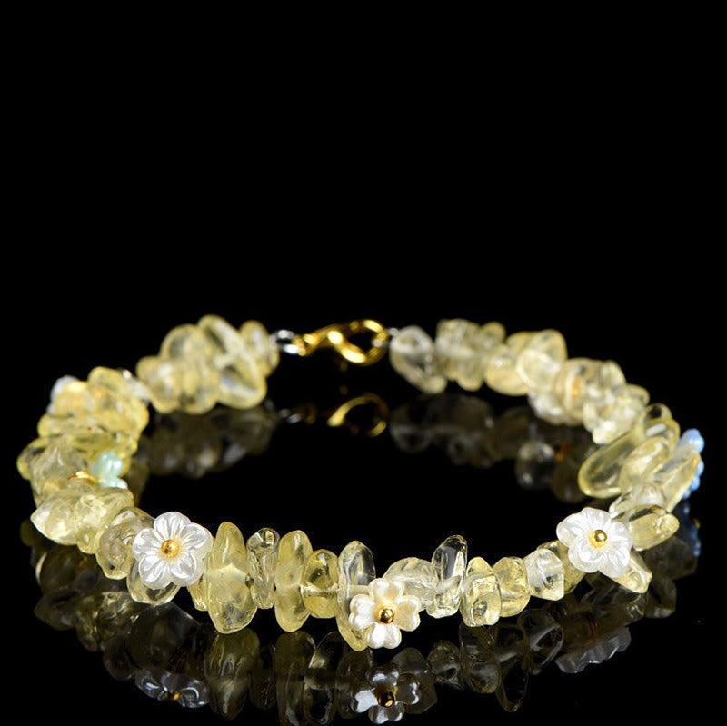 Nimara Ritual Natural Aquamarine Peridot Strawberry Quartz Various Crystals Serenity Bracelet