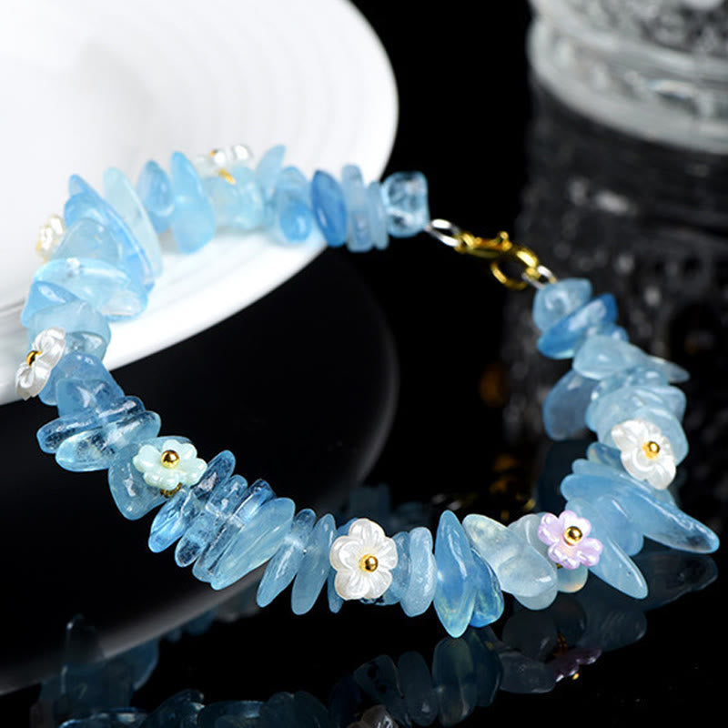 Nimara Ritual Natural Aquamarine Peridot Strawberry Quartz Various Crystals Serenity Bracelet