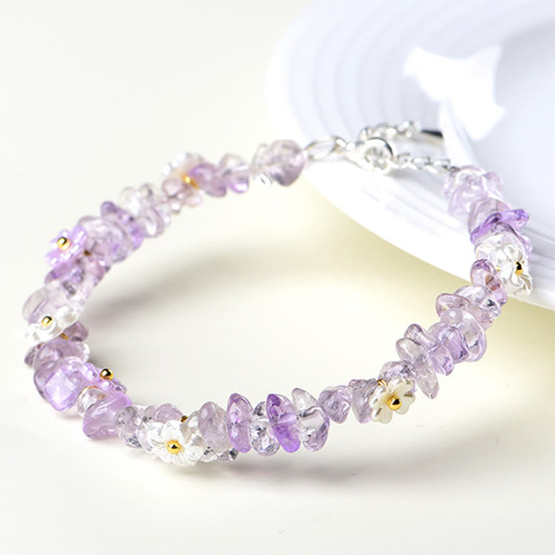 Nimara Ritual Natural Aquamarine Peridot Strawberry Quartz Various Crystals Serenity Bracelet