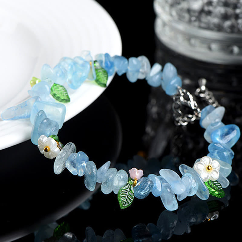 Nimara Ritual Natural Aquamarine Peridot Strawberry Quartz Various Crystals Serenity Bracelet