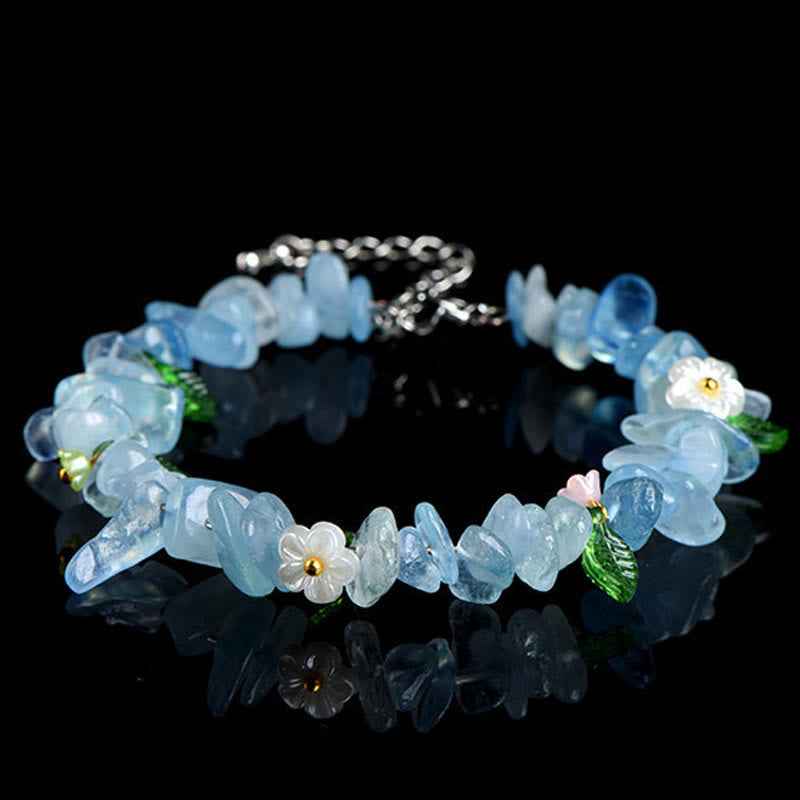 Nimara Ritual Natural Aquamarine Peridot Strawberry Quartz Various Crystals Serenity Bracelet
