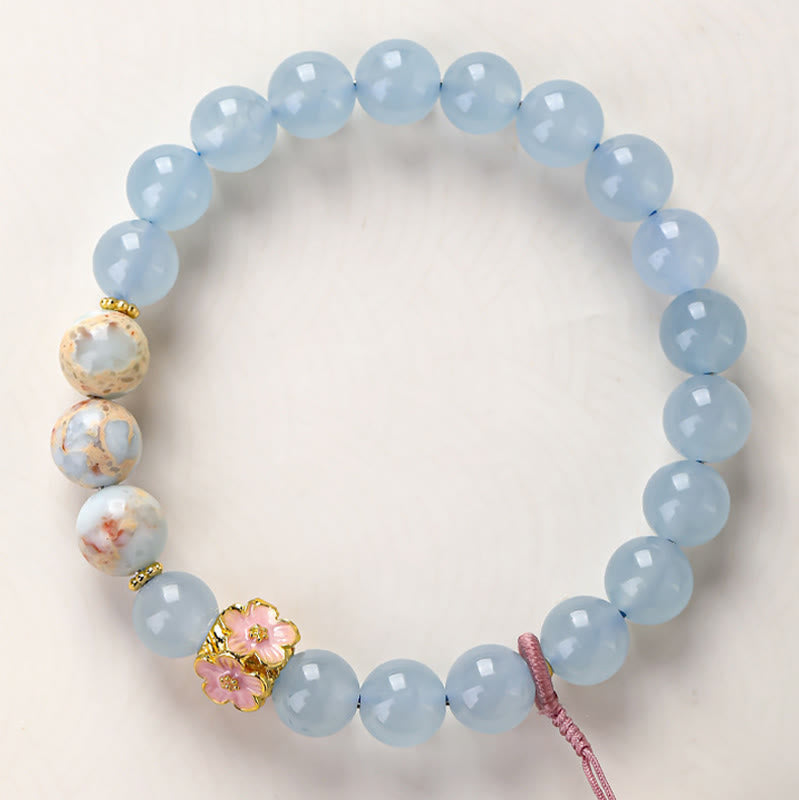Nimara Ritual Blue Chalcedony Fu Character Cat Paw Healing Bracelet