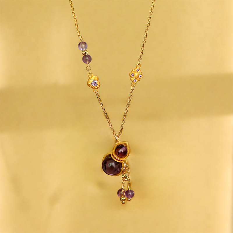 Nimara Ritual Gourd Tassel Amethyst Copper Chain Meditation Necklace Pendant