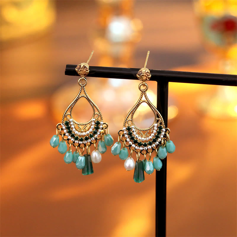 Nimara Ritual Teardrop Tassel Copper Self Care Openwork Drop Dangle Earrings