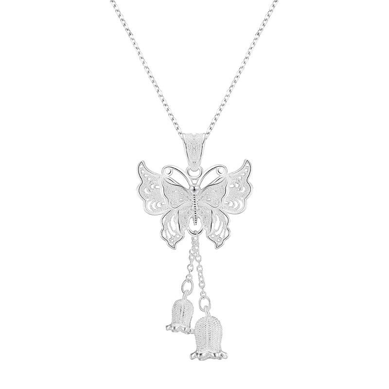Nimara Ritual 999 Sterling Silver Butterfly Lily Of The Valley Freedom Necklace Pendant