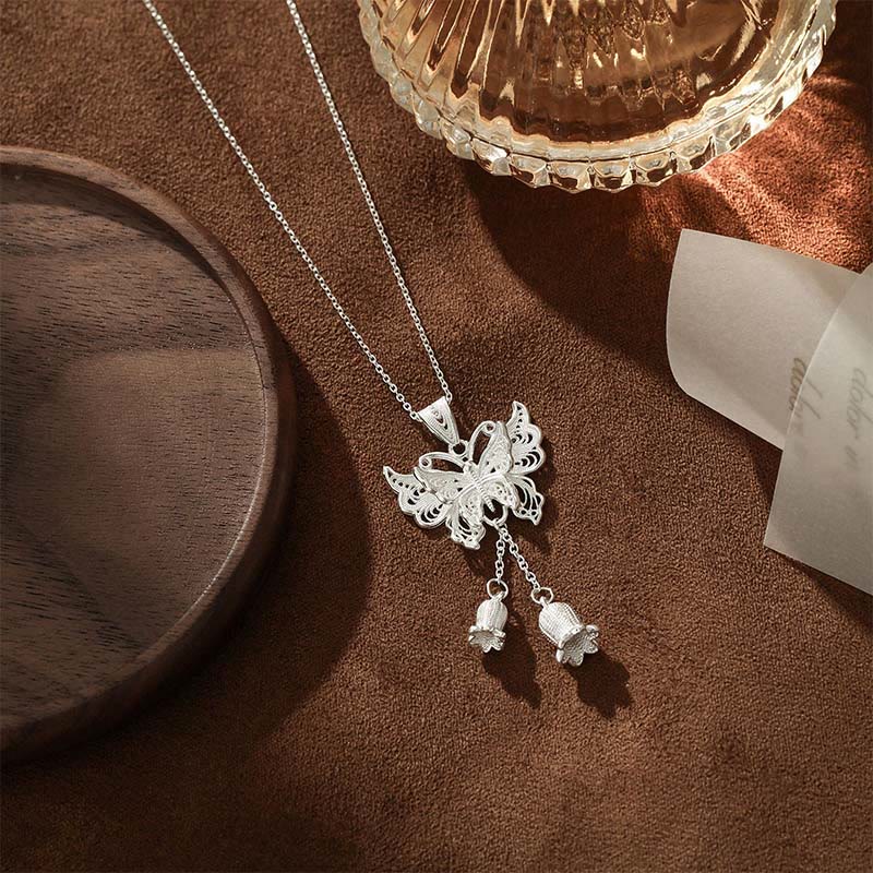 Nimara Ritual 999 Sterling Silver Butterfly Lily Of The Valley Freedom Necklace Pendant