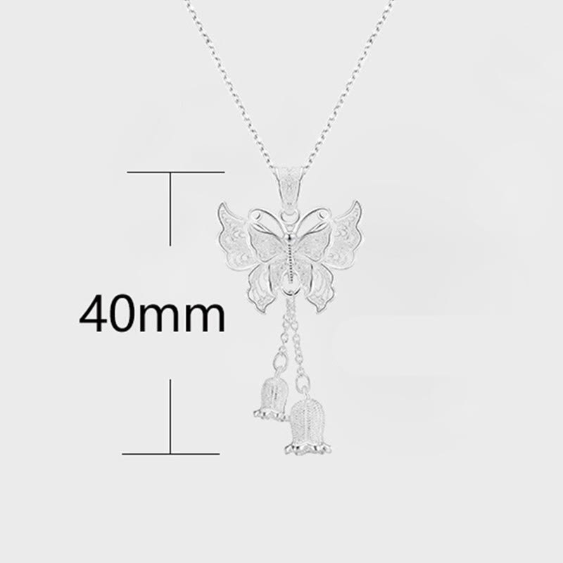 Nimara Ritual 999 Sterling Silver Butterfly Lily Of The Valley Freedom Necklace Pendant