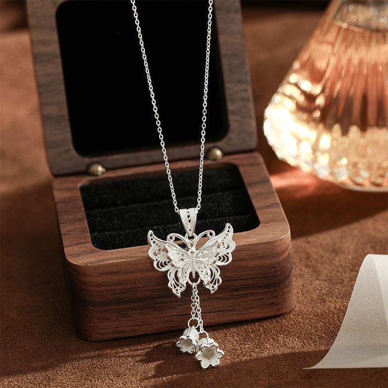 Nimara Ritual 999 Sterling Silver Butterfly Lily Of The Valley Freedom Necklace Pendant