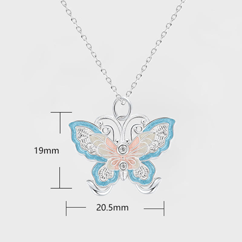 Nimara Ritual 999 Sterling Silver Butterfly Blue Enamel Protection Necklace Pendant