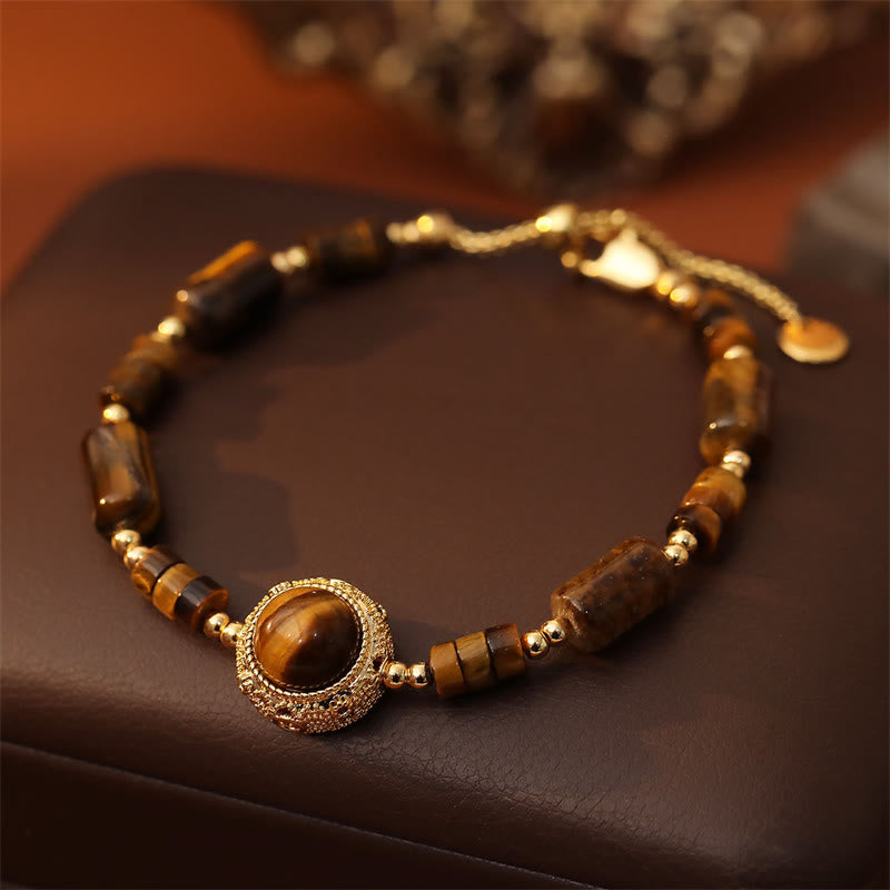 Nimara Ritual Natural Tiger Eye Protection Strength Chain Bracelet