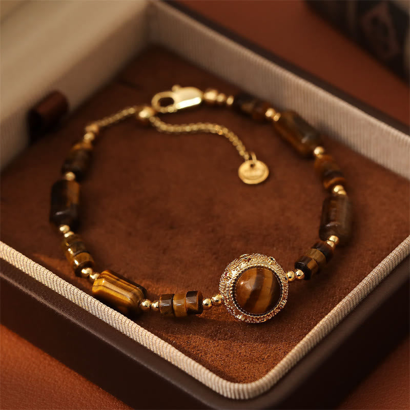 Nimara Ritual Natural Tiger Eye Protection Strength Chain Bracelet