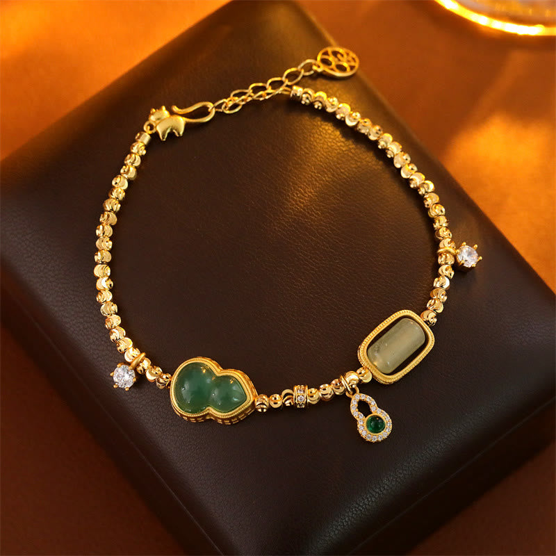 Nimara Ritual Gourd Green Agate Zircon Copper Beads Support Chain Bracelet