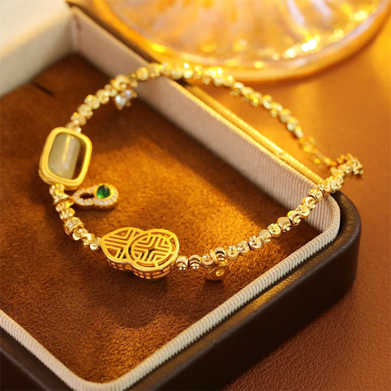 Nimara Ritual Gourd Green Agate Zircon Copper Beads Support Chain Bracelet