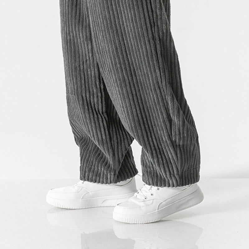 Nimara Ritual Retro Winter Solid Color Men's Drawstring Corduroy Harem Pants With Pockets