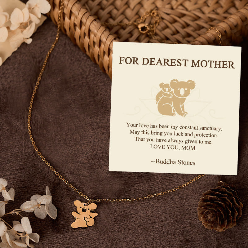 Nimara Ritual "FOR DEAREST MOTHER" Koala Titanium Steel Calm Necklace Pendants Includes Gift Message Card