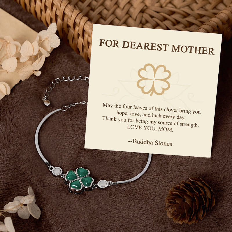 Nimara Ritual "FOR DEAREST MOTHER" Copper Four-Leaf Clover Luck Bracelet Includes Gift Message Card