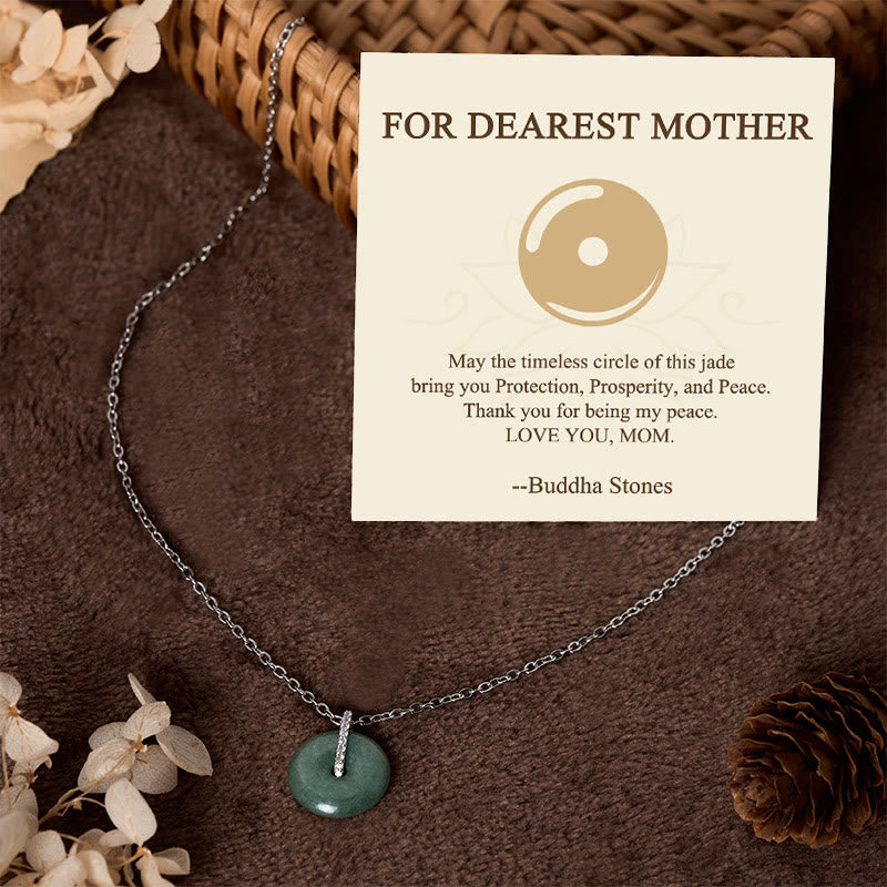 Nimara Ritual "FOR DEAREST MOTHER" Peace Buckle Jade 925 Sterling Silver Luck Necklace Pendants Includes Gift Message Card