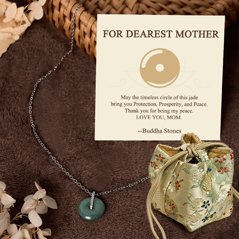 Nimara Ritual "FOR DEAREST MOTHER" Peace Buckle Jade 925 Sterling Silver Luck Necklace Pendants Includes Gift Message Card