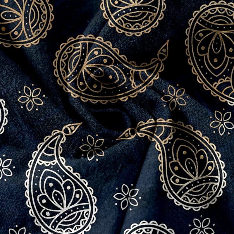 Nimara Ritual Pure Cotton Elegant Paisley Pattern Women's Elastic Waist Pants With Pockets
