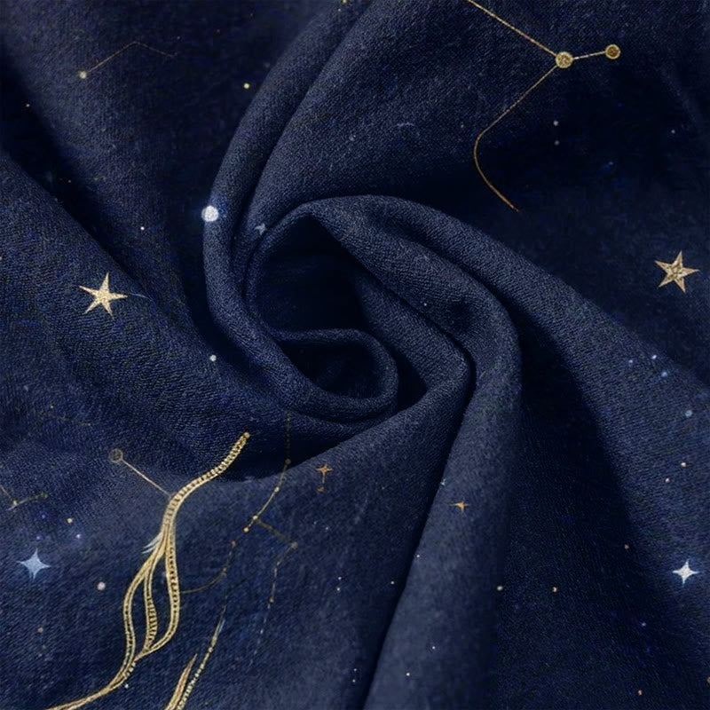 Nimara Ritual Pure Cotton Starry Sky Ocean Mythical Beast Pattern Women's Elastic Waist Pants With Pockets