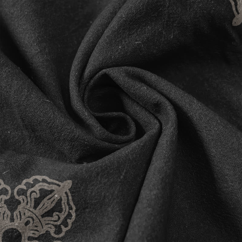 Nimara Ritual Cotton Casual Lotus Flowers Double Dorje Vajra Namaste Om Design Women's Elastic Waist Pants With Pockets