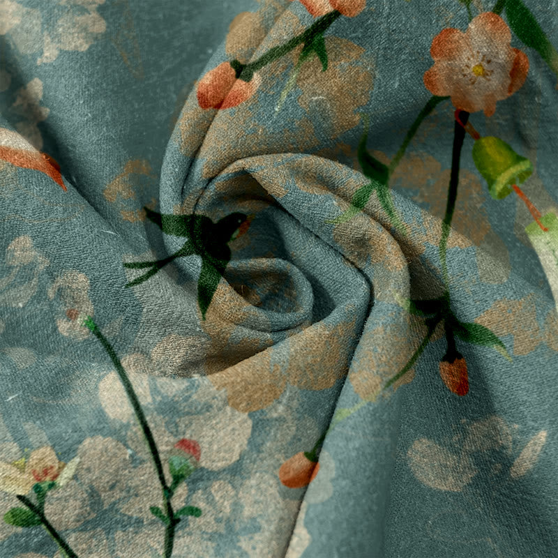 Nimara Ritual Cotton Casual Peach Blossoms Flying Geese Pattern Women's Elastic Waist Pants With Pockets