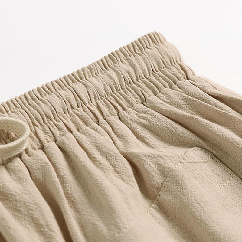 Nimara Ritual Plain Drop Crotch Design Cotton Linen Men's Harem 7-8 Length Pants