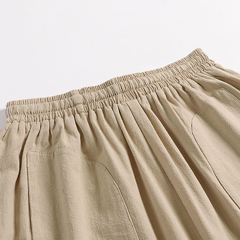 Nimara Ritual Plain Drop Crotch Design Cotton Linen Men's Harem 7-8 Length Pants