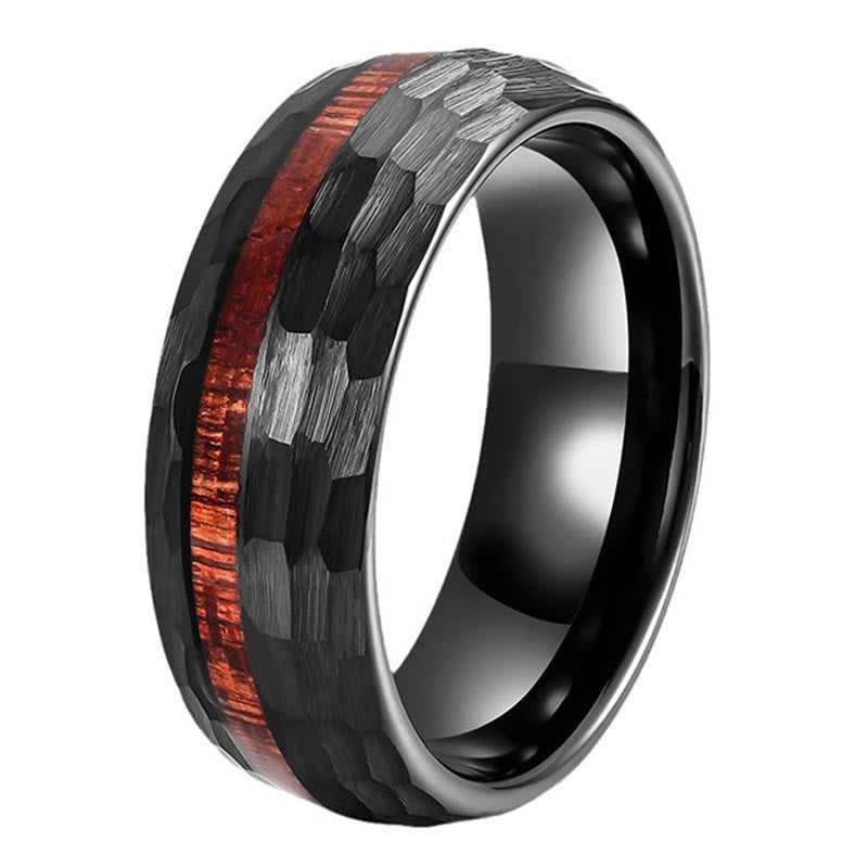 Nimara Ritual Hammered Texture Inlay Tungsten Steel Endurance Ring