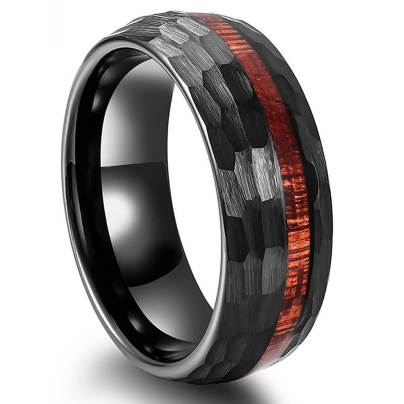 Nimara Ritual Hammered Texture Inlay Tungsten Steel Endurance Ring