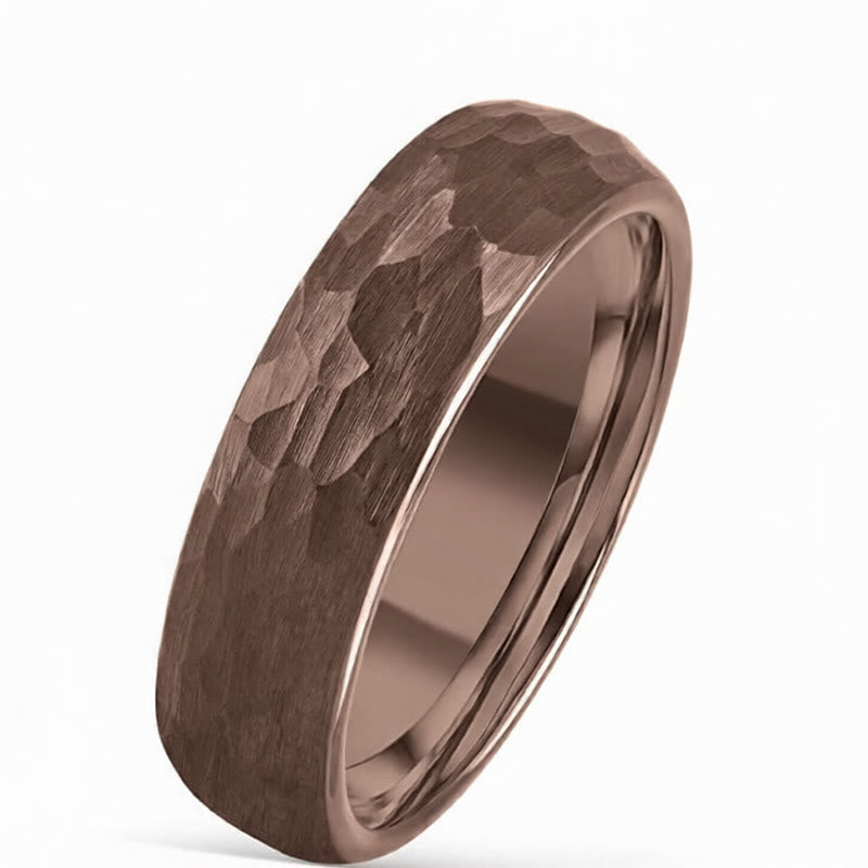 Nimara Ritual Simple Hammered Texture Tungsten Steel Reliability Ring