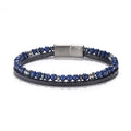 Nimara Ritual Lapis Lazuli Tiger Eye Bead Balance Leather Bracelet
