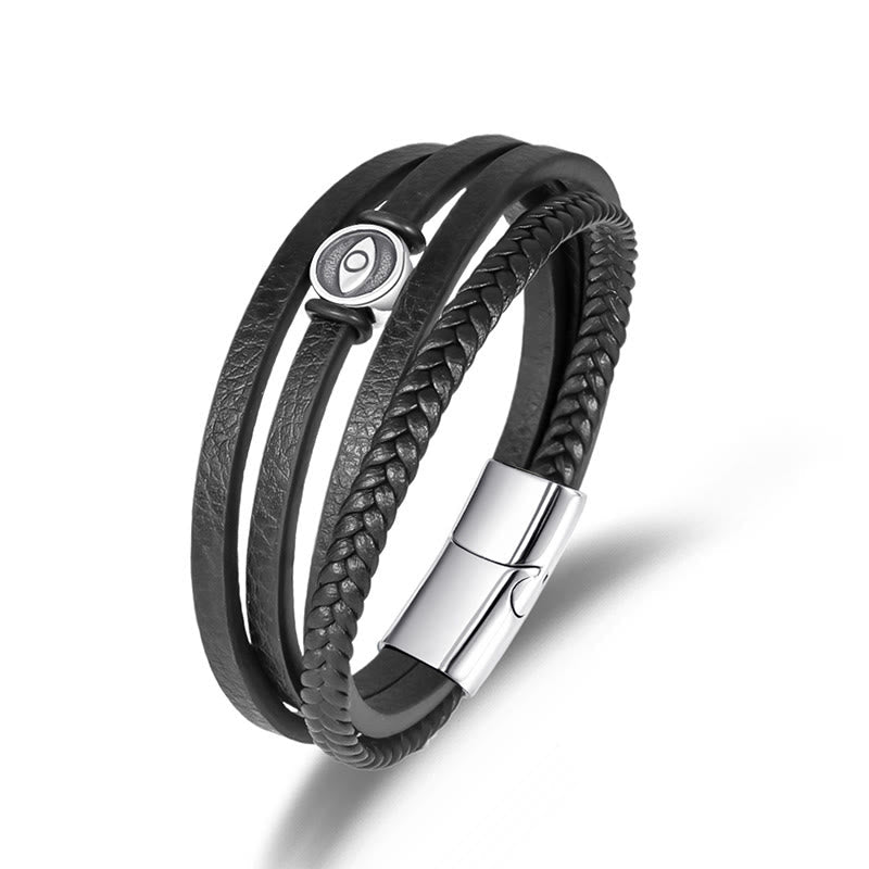Nimara Ritual Evil Eye Multilayered Braided Leather Balance Bracelet