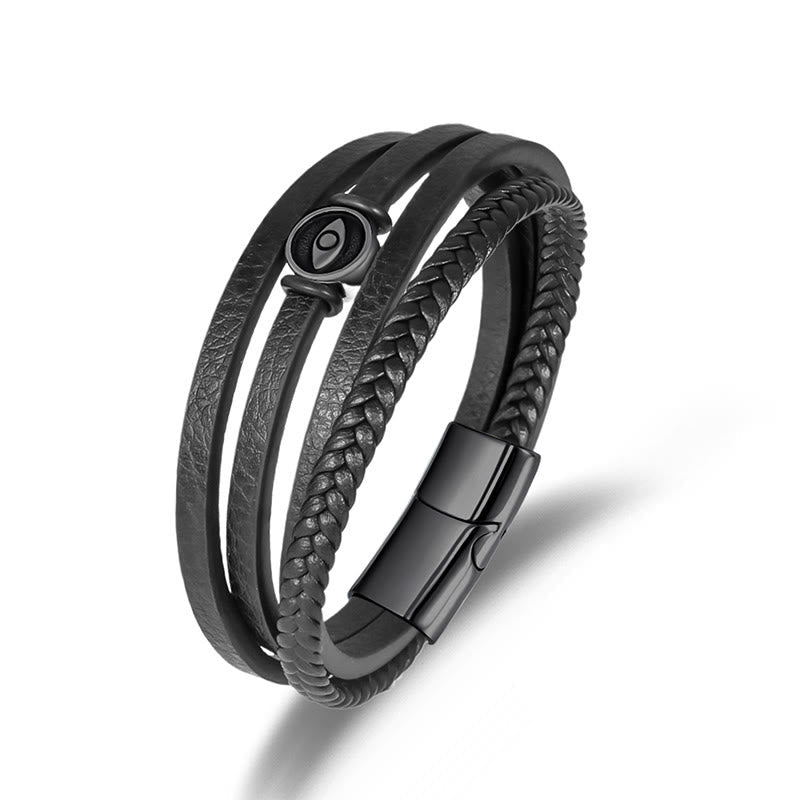 Nimara Ritual Evil Eye Multilayered Braided Leather Balance Bracelet
