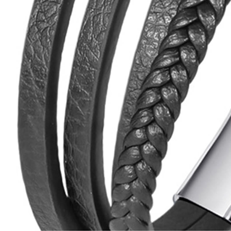 Nimara Ritual Evil Eye Multilayered Braided Leather Balance Bracelet