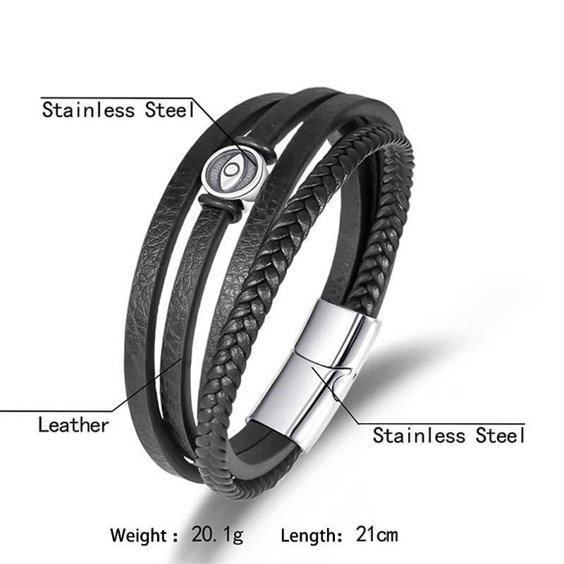 Nimara Ritual Evil Eye Multilayered Braided Leather Balance Bracelet