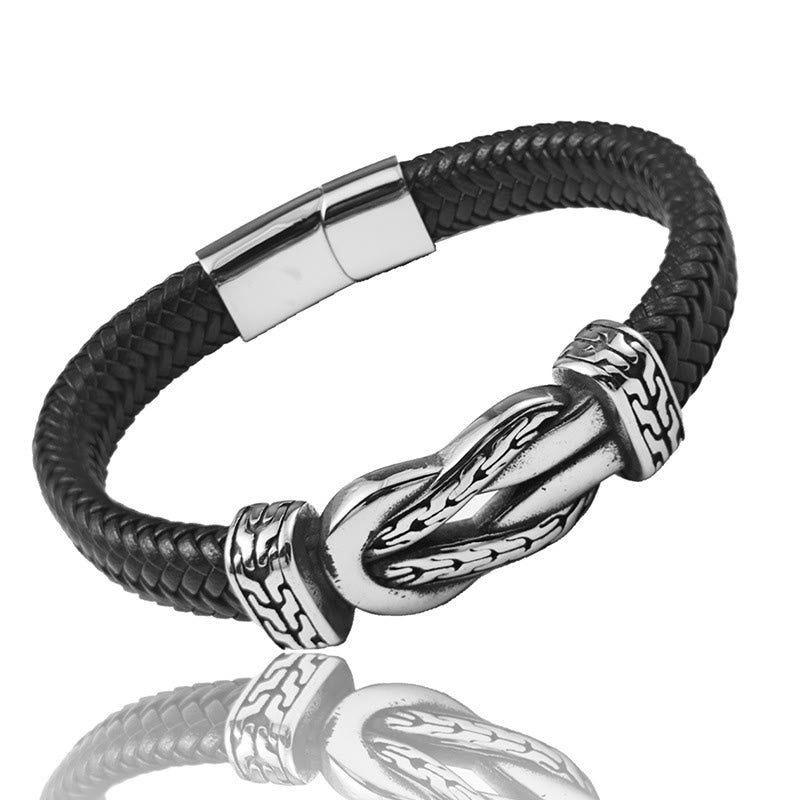 Nimara Ritual Knot Design Braided Leather Balance Bracelet