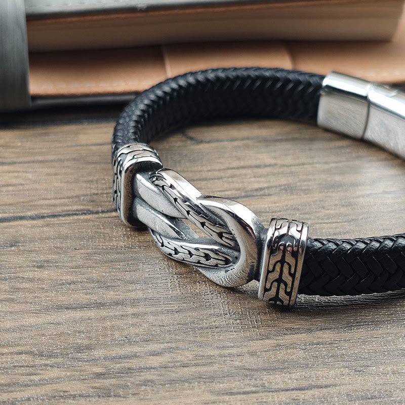 Nimara Ritual Knot Design Braided Leather Balance Bracelet