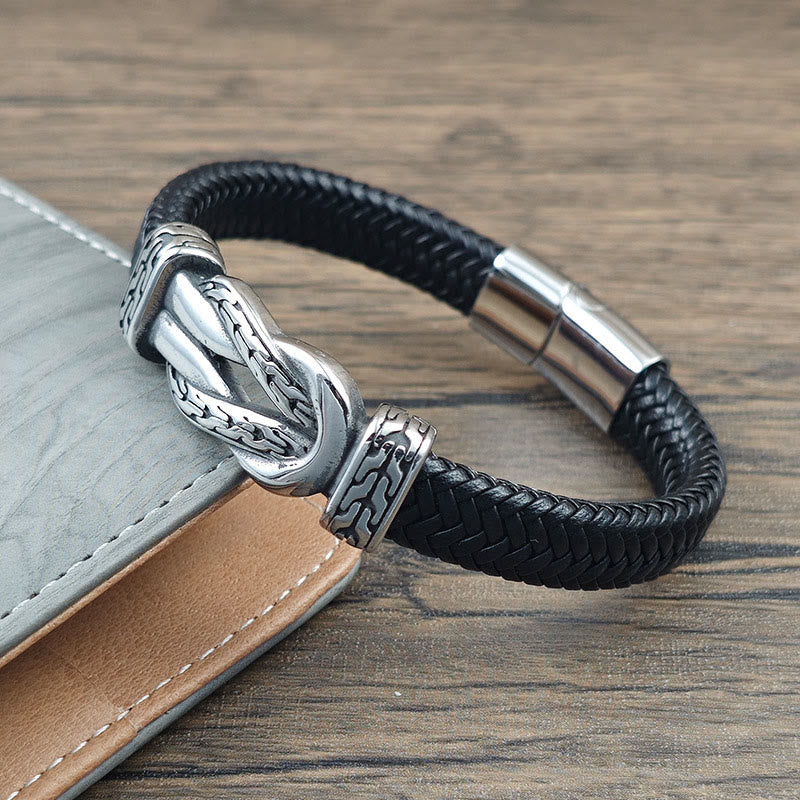 Nimara Ritual Knot Design Braided Leather Balance Bracelet